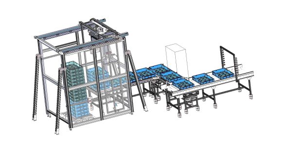 Plastic box stacking conveyor