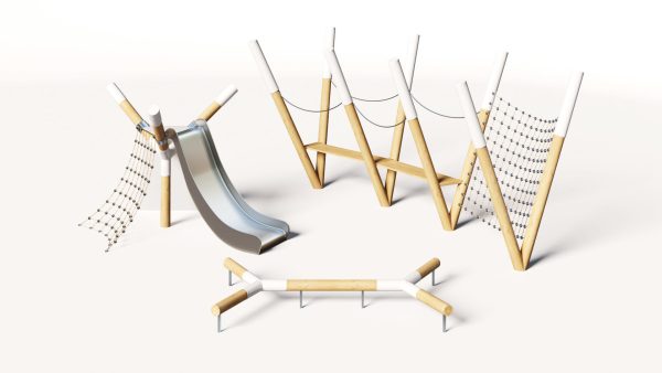 Playground set with bench and lantern