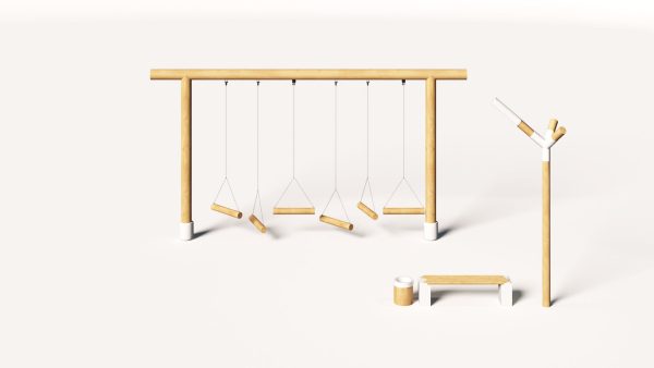 Playground set with bench and lantern