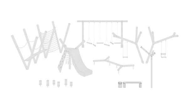 Playground set with bench and lantern