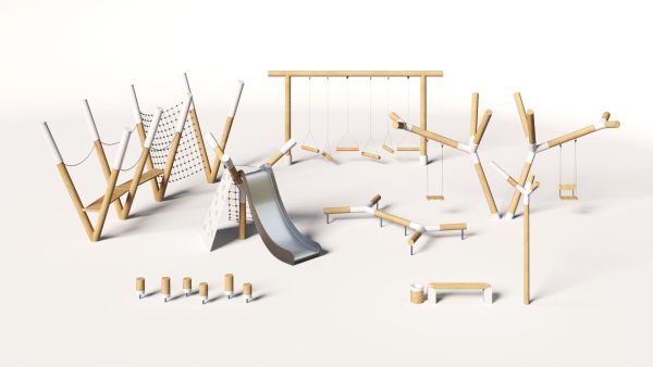 Playground set with bench and lantern