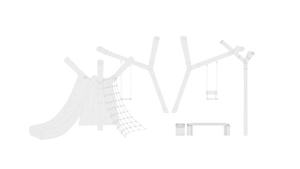 Playground set with bench and lantern