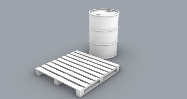 PM Oil Barrel and Wooden Pallet Set