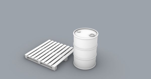 PM Oil Barrel and Wooden Pallet Set