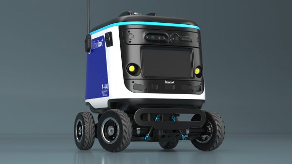 Powered Off Delivery Robot Kiwibot Blue