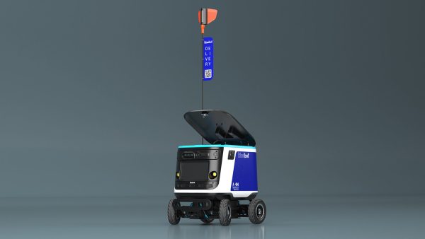 Powered Off Delivery Robot Kiwibot Blue