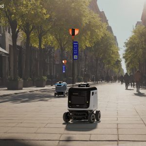 Powered Off Delivery Robot Kiwibot White