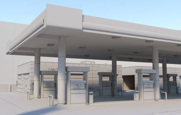 Realistic Low - Poly Gas Station 3D Model
