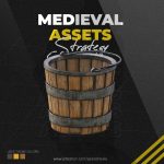 Realistic Wooden Aged Medieval Bucket - Low Poly PBR Model