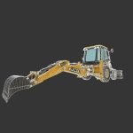 Rigged Excavator - Maya Rig