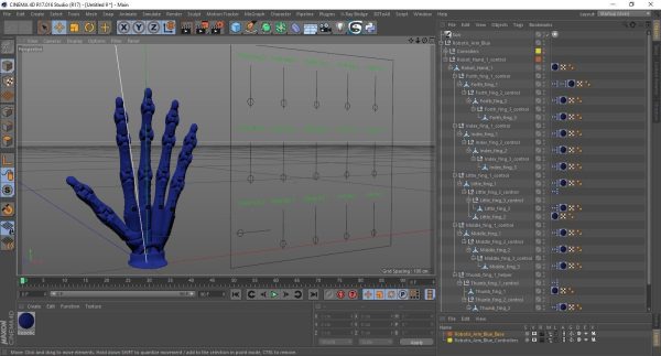 Robotic Arm Blue Rigged for Cinema 4D