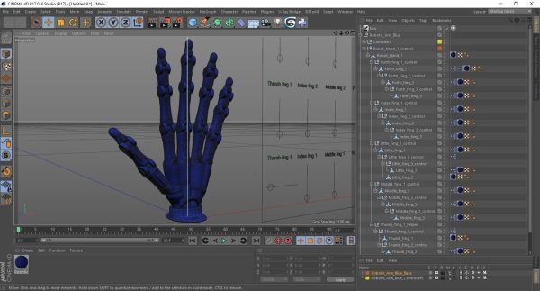Robotic Arm Blue Rigged for Cinema 4D