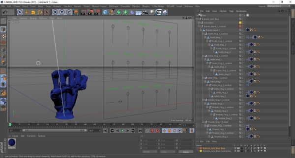 Robotic Arm Blue Rigged for Cinema 4D