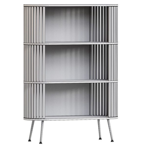 Rounded Wood Slats Shelf 3d model