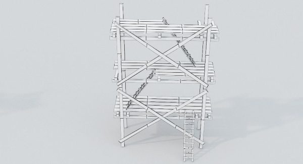 Scaffolding PBR Game Ready wooden tower