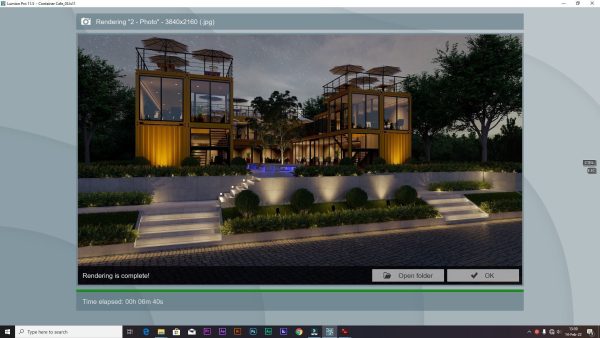 SCENE LUMION 11 5 AND EXTERIOR CONTAINER CAFE