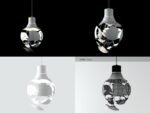 Scheisse light bulb with skull cut out of it