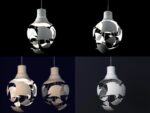 Scheisse light bulb with skull cut out of it