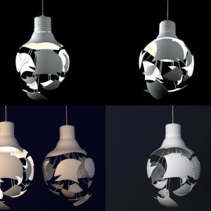 Scheisse light bulb with skull cut out of it