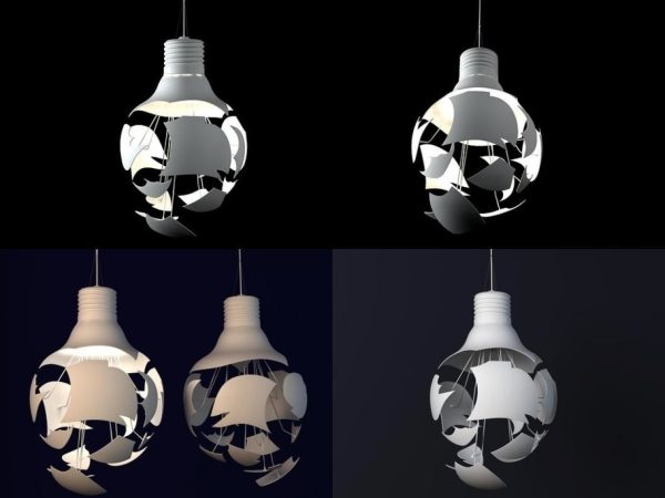 Scheisse light bulb with skull cut out of it