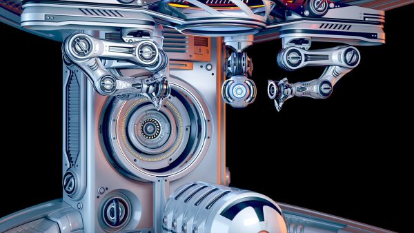 Sci - Fi Circular Construction Pod - Rigged