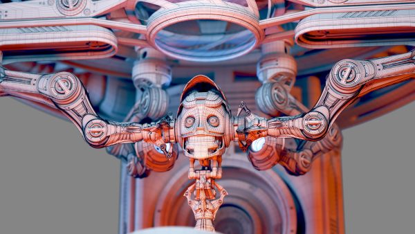Sci - Fi Circular Construction Pod - Rigged
