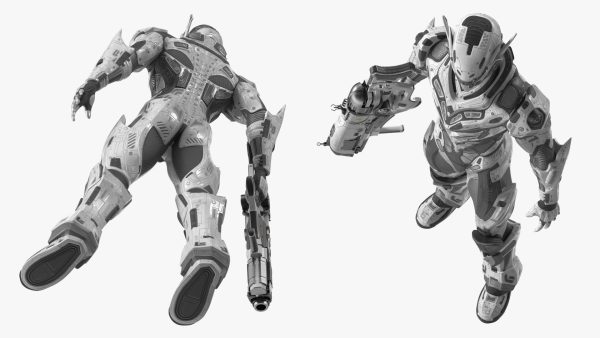 Sci-Fi Combat Robot Character with Weapon