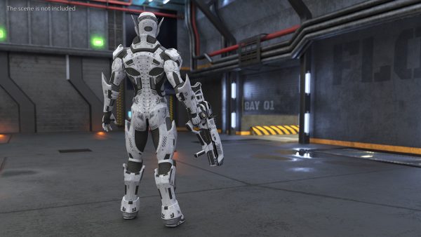 Sci-Fi Combat Robot Character with Weapon