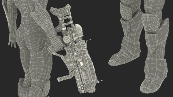 Sci-Fi Combat Robot Character with Weapon