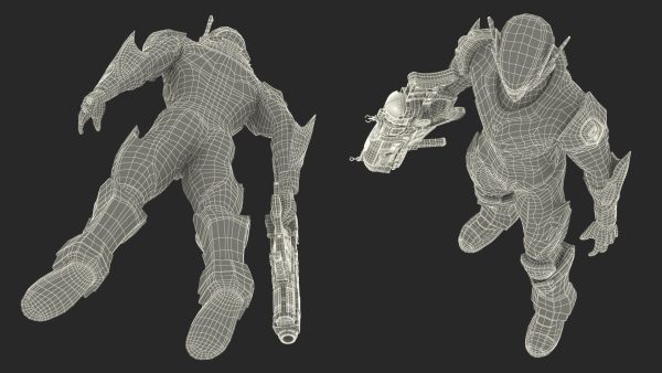 Sci-Fi Combat Robot Character with Weapon