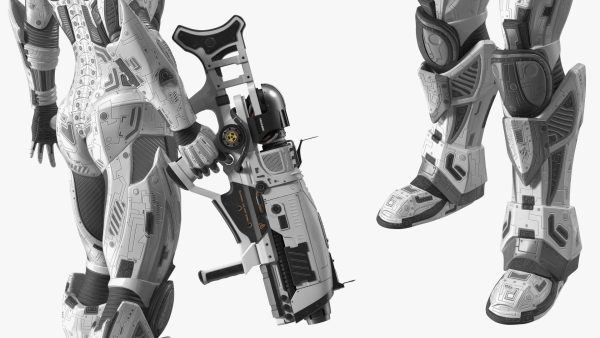 Sci-Fi Combat Robot Character with Weapon