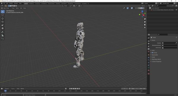 Sci-Fi Combat Robot Character with Weapon