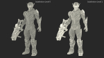 Sci-Fi Combat Robot Character with Weapon