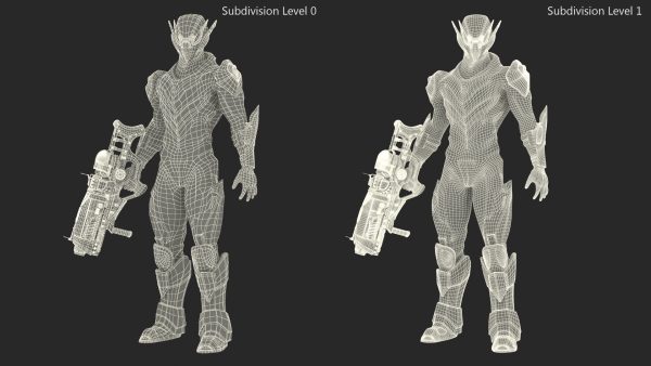 Sci-Fi Combat Robot Character with Weapon