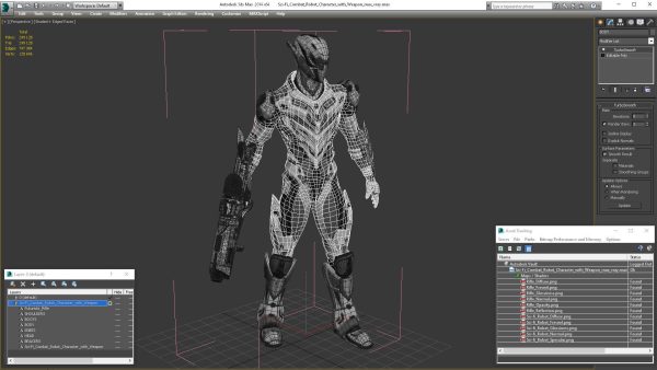 Sci-Fi Combat Robot Character with Weapon