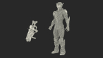 Sci-Fi Combat Robot Character with Weapon