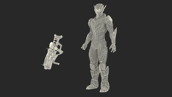 Sci-Fi Combat Robot Character with Weapon