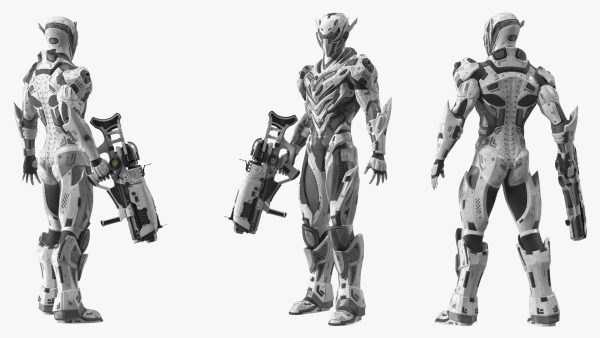 Sci-Fi Combat Robot Character with Weapon