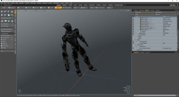 Sci-Fi Combat Robot Character with Weapon