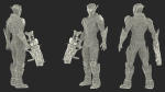 Sci-Fi Combat Robot Character with Weapon