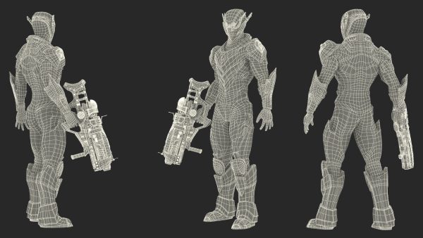 Sci-Fi Combat Robot Character with Weapon
