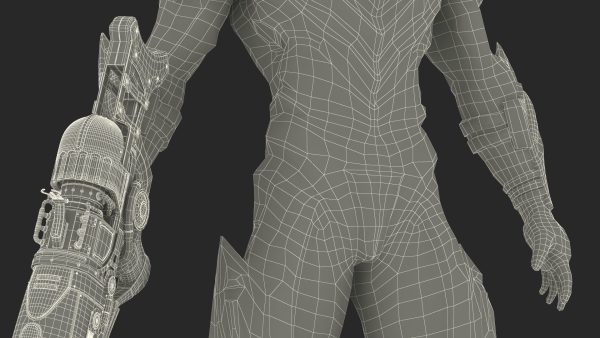 Sci-Fi Combat Robot Character with Weapon