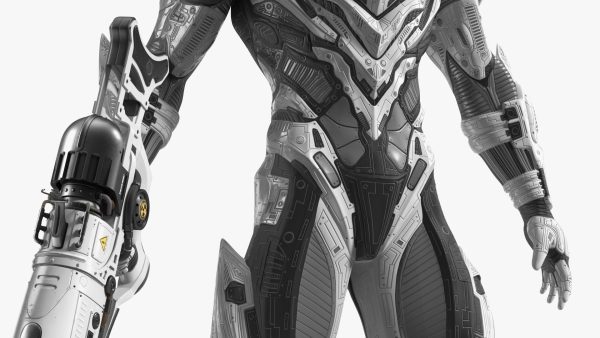Sci-Fi Combat Robot Character with Weapon