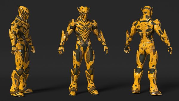 Sci-Fi Combat Robot Yellow