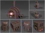 Sci-fi reactor - cooling module and other machinery - 4 pieces
