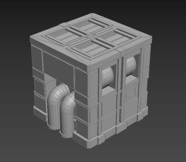 Sci-fi reactor - cooling module and other machinery - 4 pieces