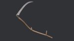 Scythe model wooden stick with long blade