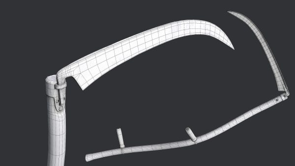Scythe model wooden stick with long blade