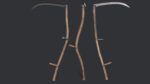Scythe model wooden stick with long blade