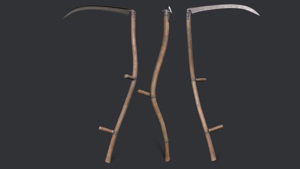 Scythe model wooden stick with long blade